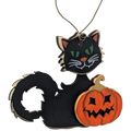The Mischievous Black Cat Wooden Ornament