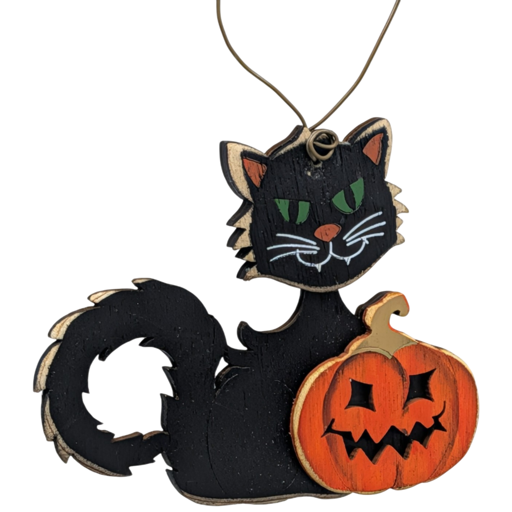 The Mischievous Black Cat Wooden Ornament