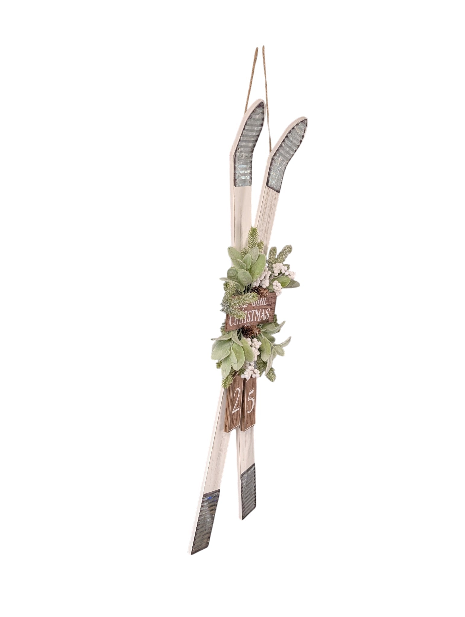 Ski Holiday Countdown Calendar with Festive Florals - Cream