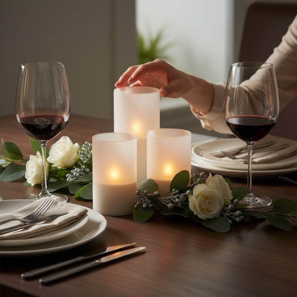 Hand-Poured Real Wax LED Candle in Square Frosted Glass