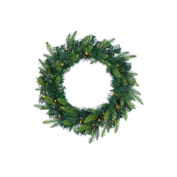 Lighted Fir Wreath - 24 Inch - Battery Operated