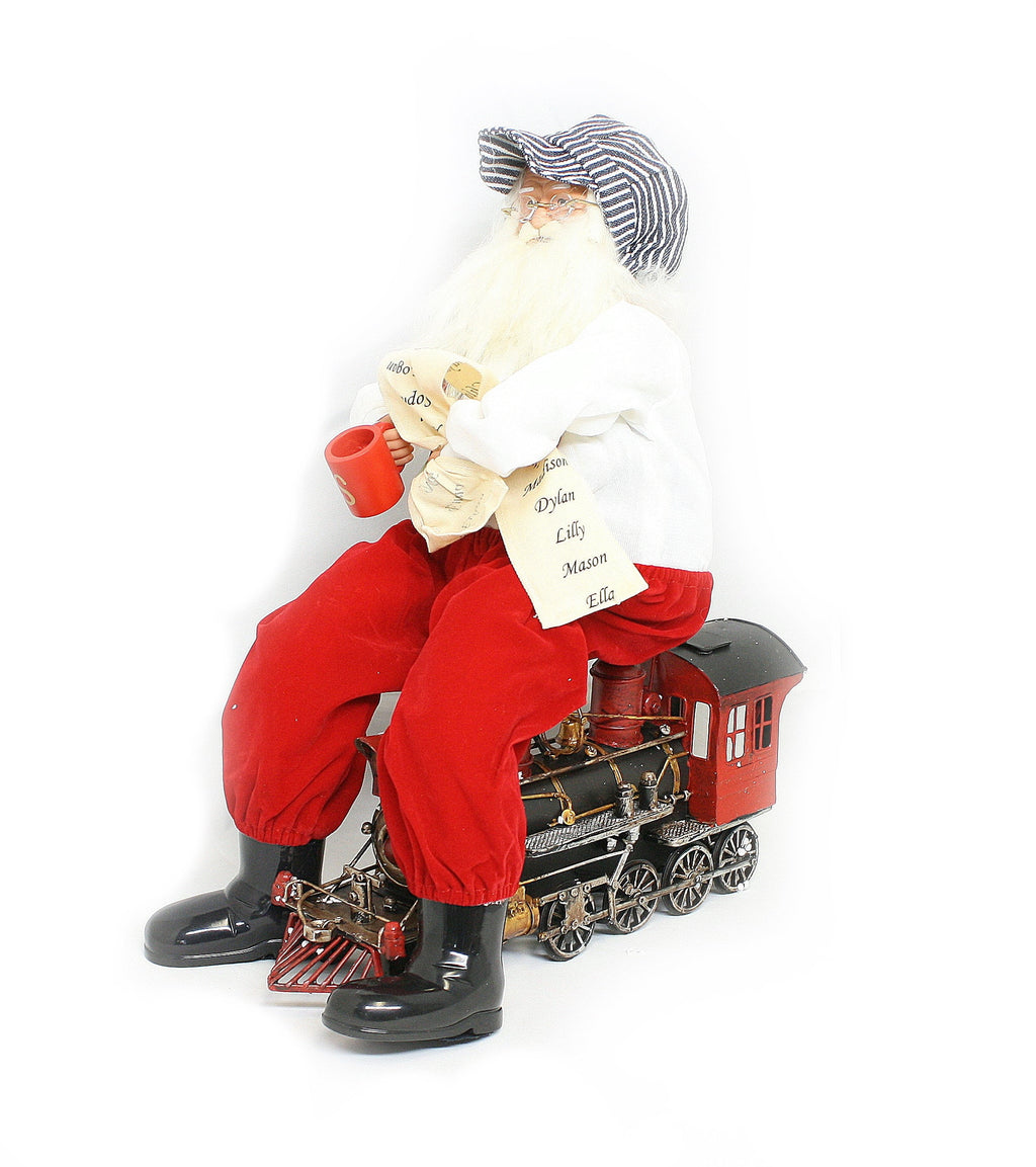 Santa On Train  Figurine