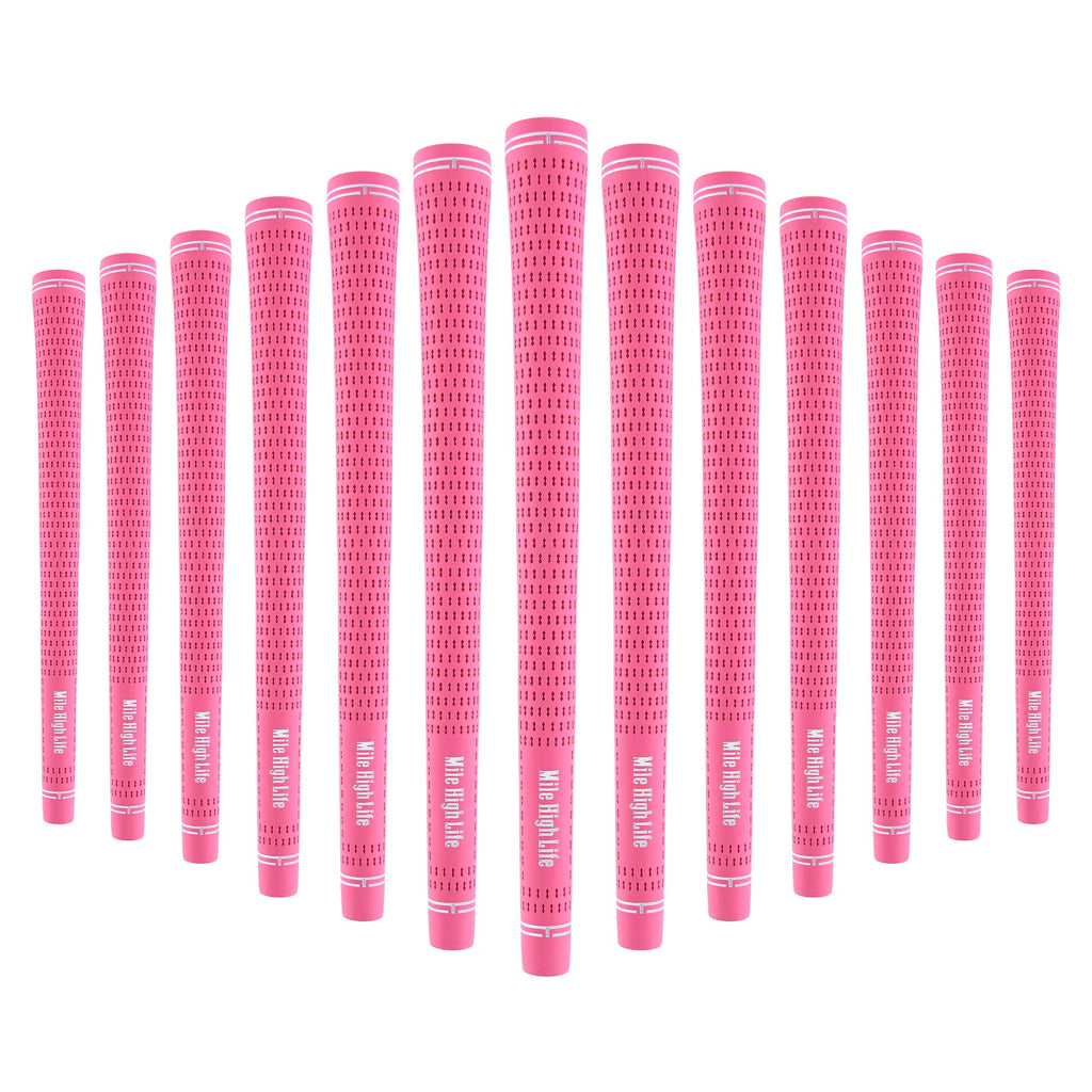 Mile High Life Golf Grips | Standard Golf Club Grips | 3 Pack or 13 Pack Golf Grips Bundle | Anti-slip Rubber Golf Grip for Men Women Juniors(13 Pack Pink)