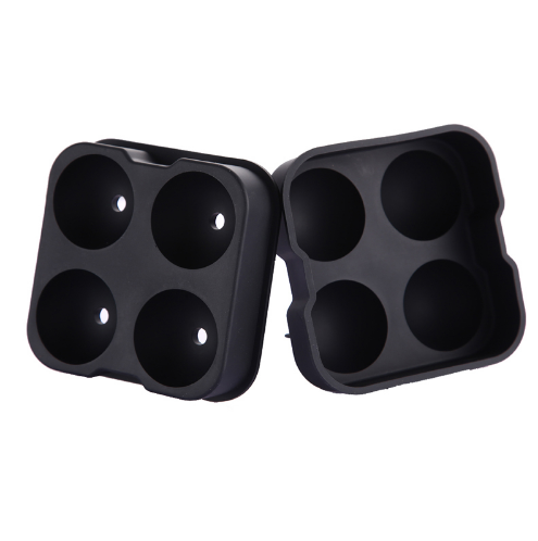 Black 4-Cavity Silicone Ice Ball Maker Tray