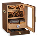 USEWIRE Cigar Humidor LED Lighted Cigar Humidor Cabinet for 100 to 150 Cigars with Hygrometer Spanish Cedar Lining Magnetic Door 3+1 Large Capacity Drawers and 3 Cigar Humidifiers Gifts for Men