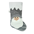 Fabric Santa Stocking - Gray and White