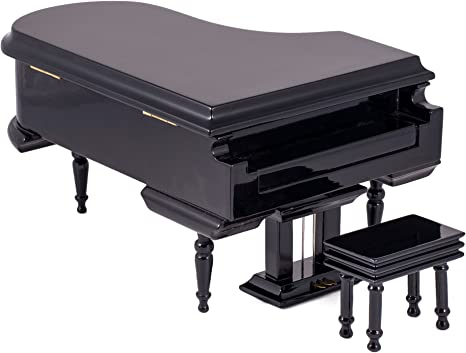 Black Baby Grand Piano Music Box