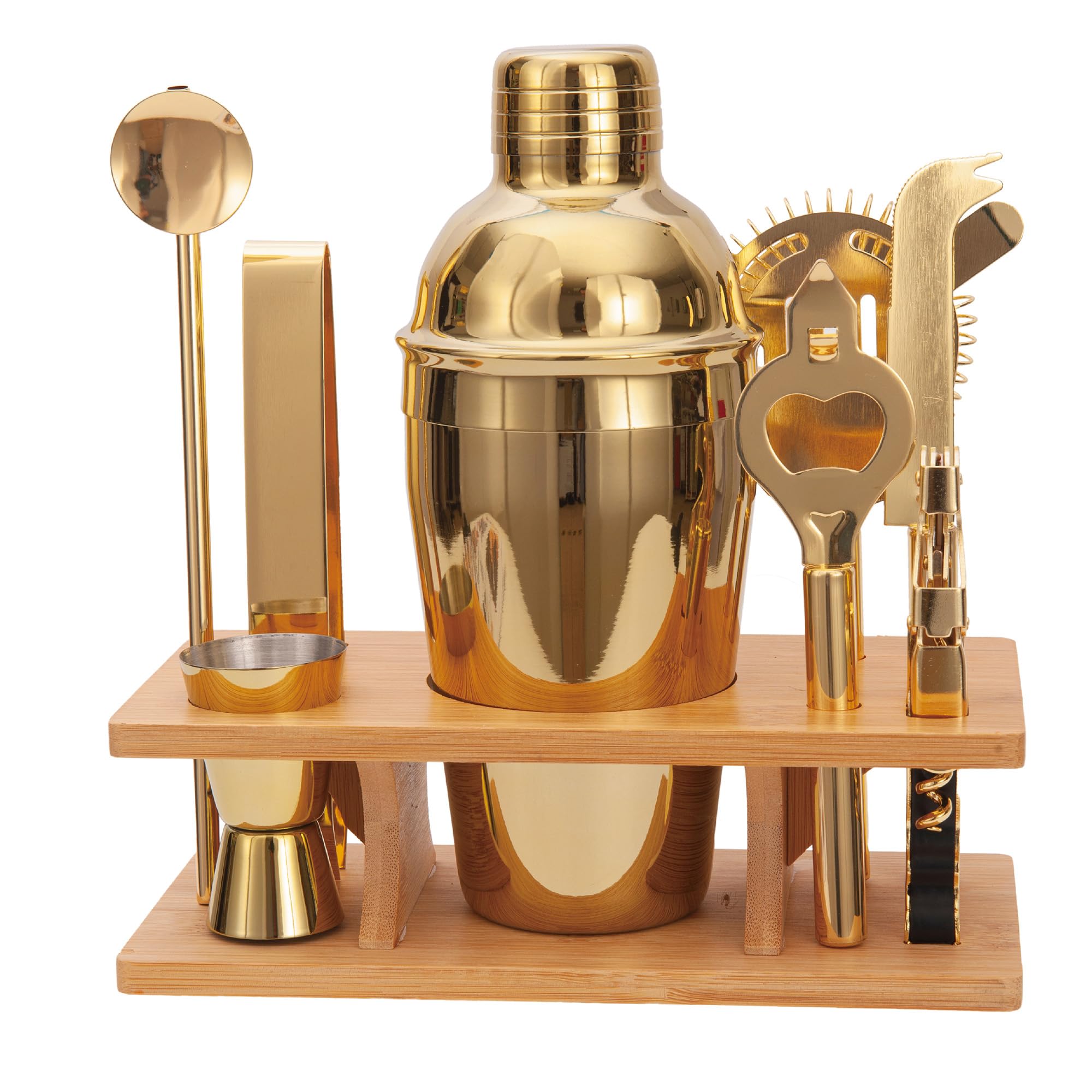 JNWINOG 9Pcs-Cocktail Shaker Set Bartending Kit Cocktail Bar Set Cocktail Mix Drink Making Kit Professional Bar and Home Drink Bar Tools for Bartender (Gold 9Pcs)