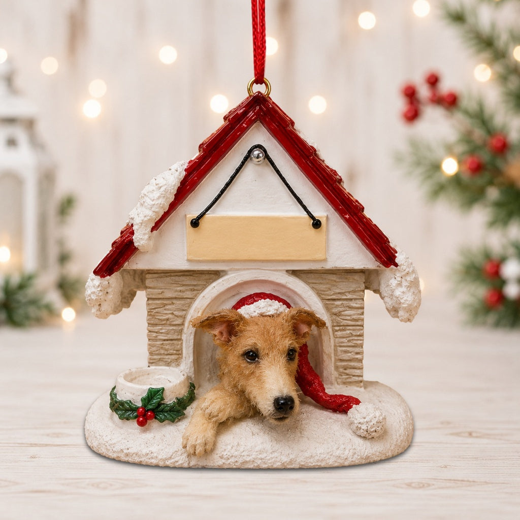 Ceramic Doghouse Ornament - Greyhound