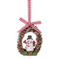 Cozy Woodland Snowman Pinecone Wreath Ornament