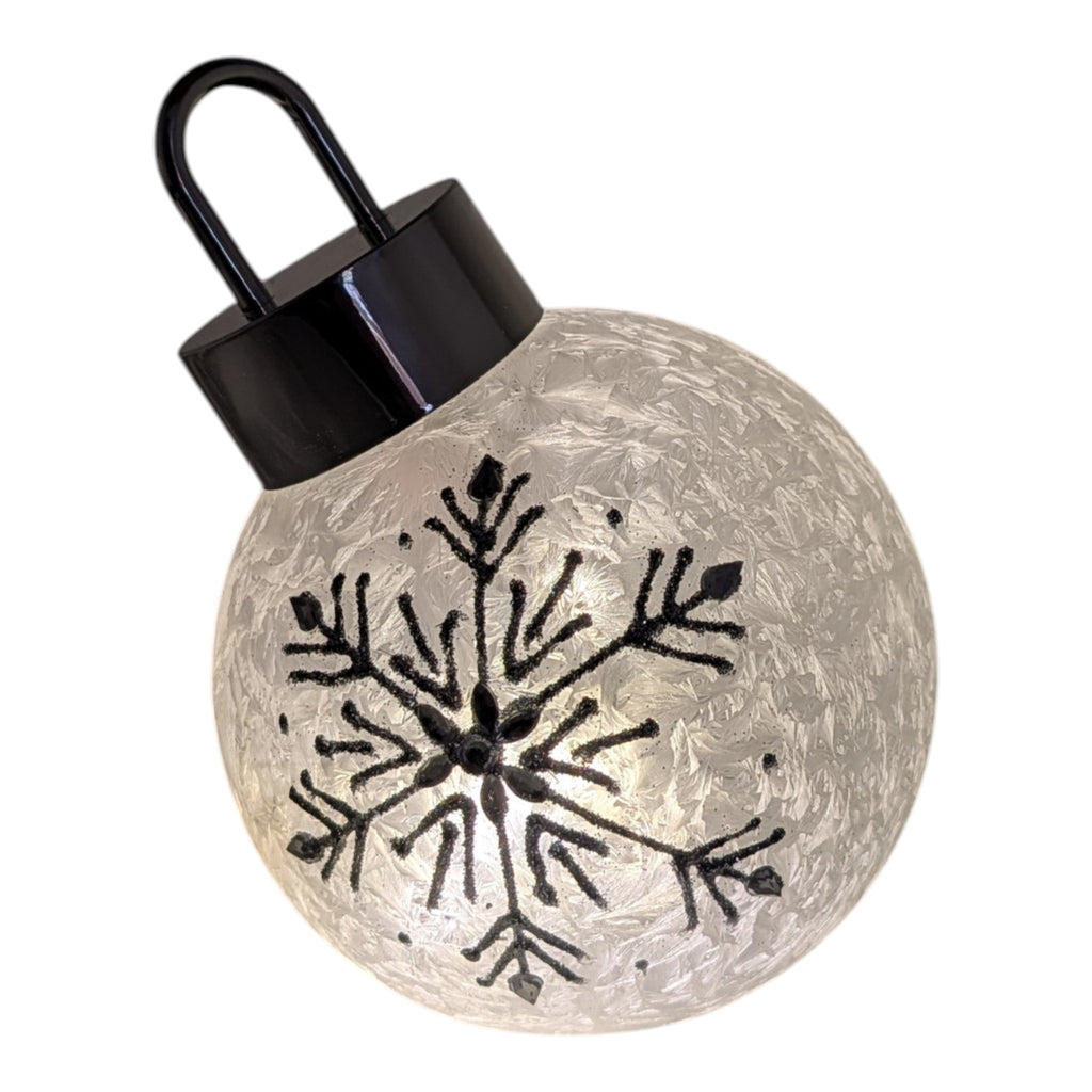 Frosted Cream Lighted Snowflake Glass Ornament