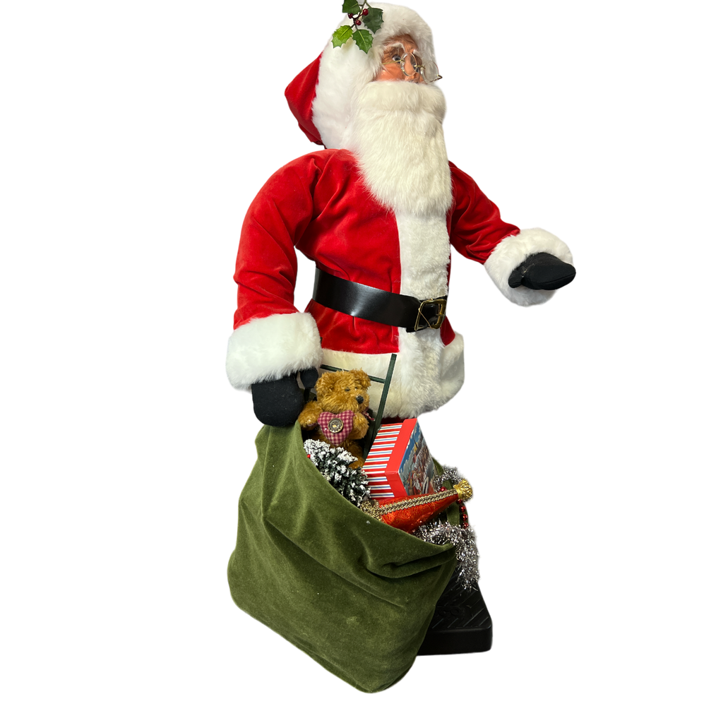 Red Velvet Santa With Bag of Toys