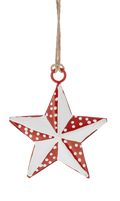 Mini Metal Star Ornament  - Red and White