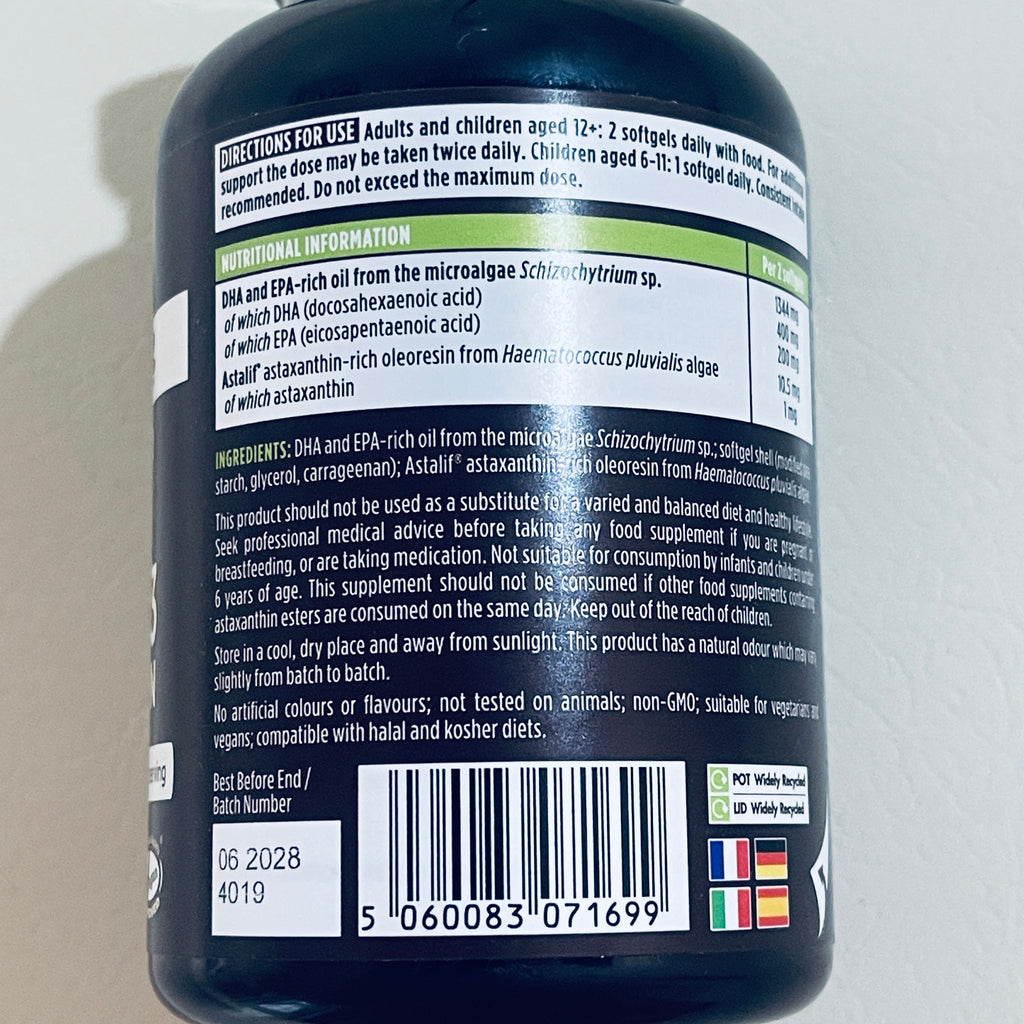 Igennus Pure & Essential Concentrated Vegan Omega-3 & Astaxanthin, 180 Softgels, BB 06/2028
