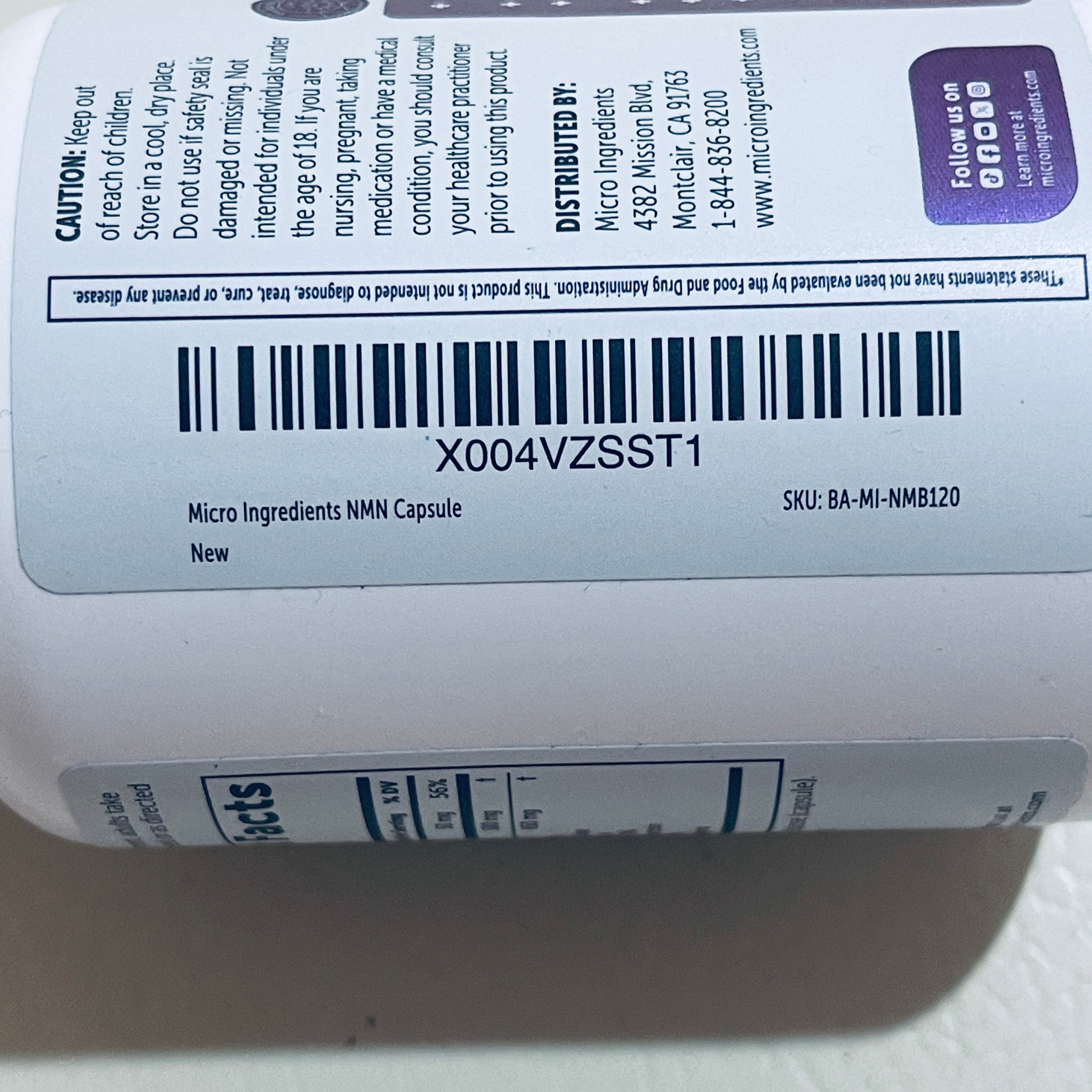 Micro Ingredients NMN Ultimate 10-in-1, 120 Vegetarian Capsules, EXP 03/2028