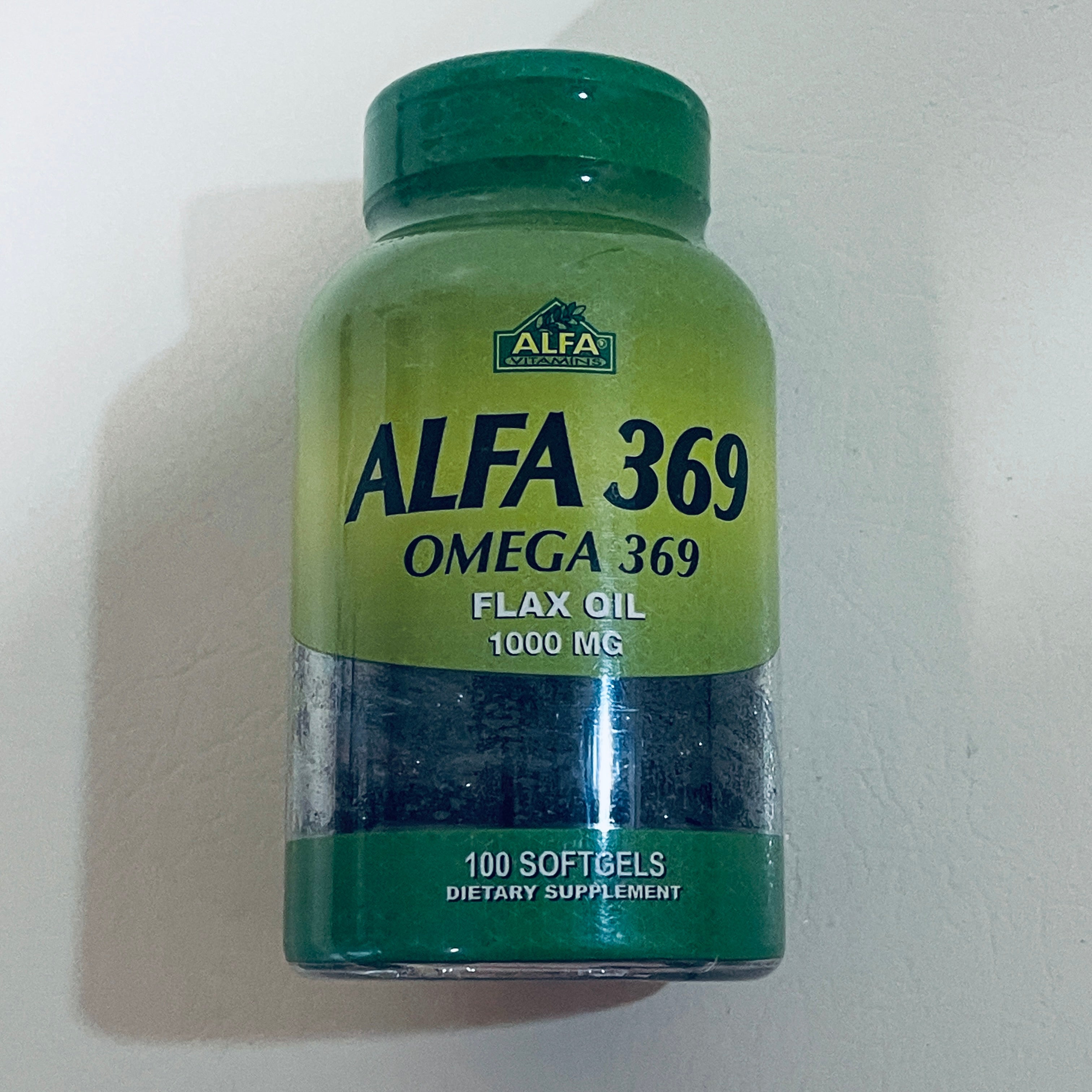 Alfa Vitamins ALFA 369 Omega 369 Flax Oil 1000 mg, 100 Softgels, EXP 04/2029