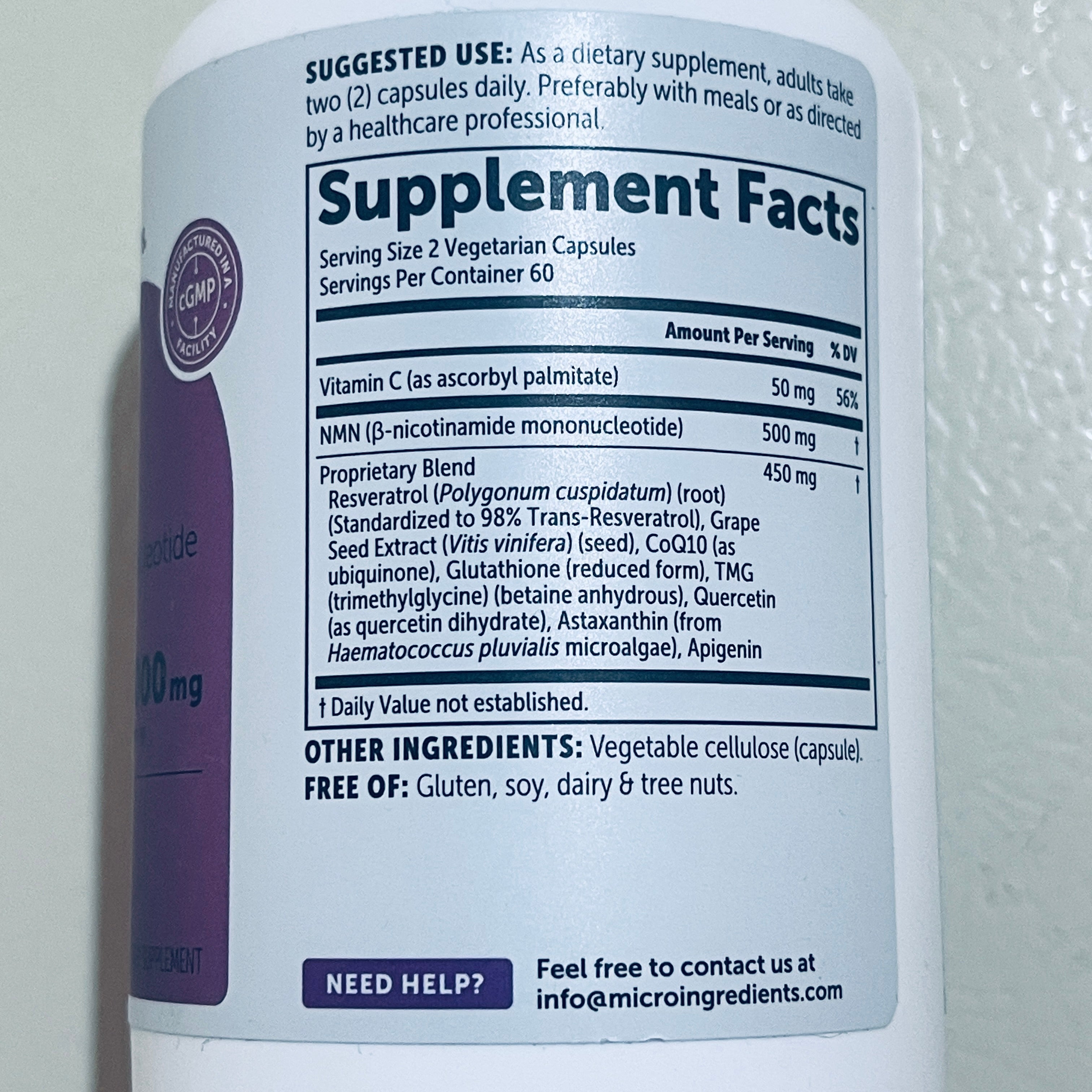 Micro Ingredients NMN Ultimate 10-in-1, 120 Vegetarian Capsules, EXP 03/2028