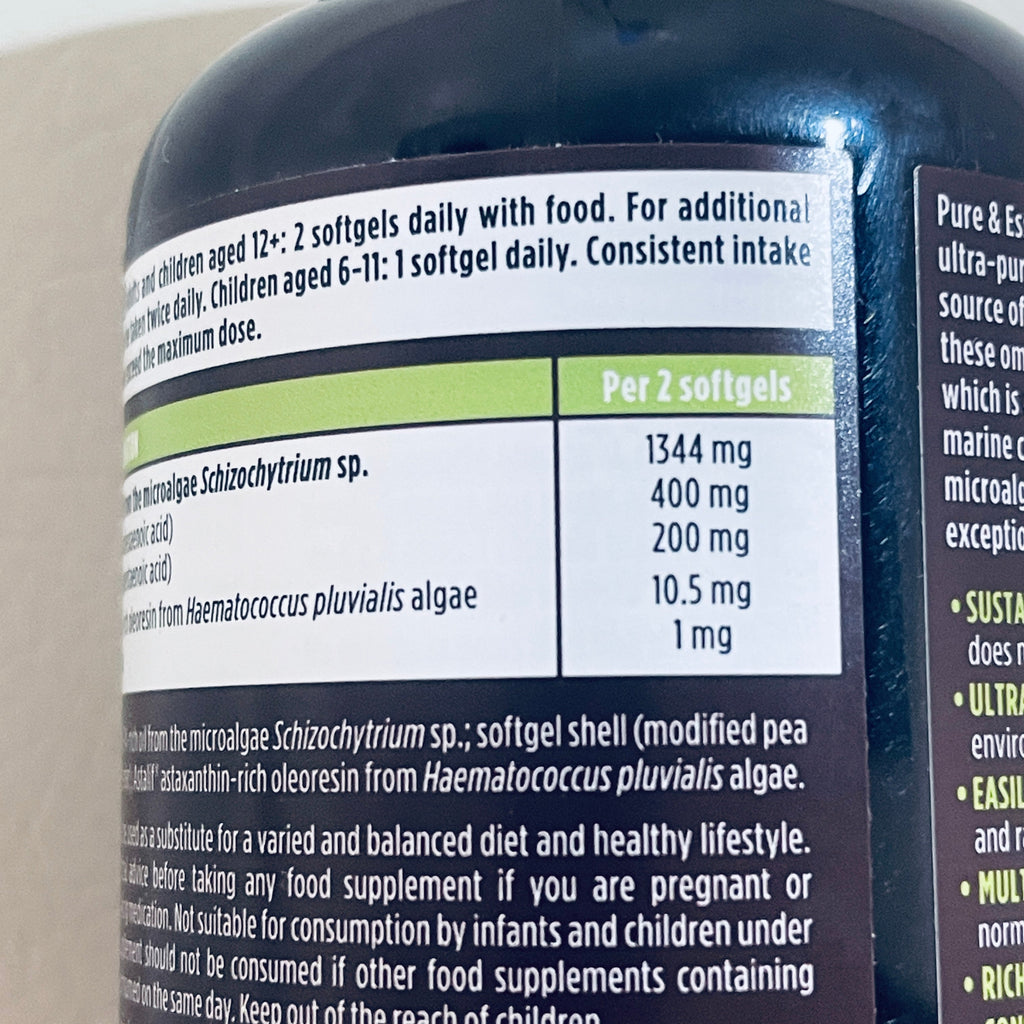 Igennus Pure & Essential Concentrated Vegan Omega-3 & Astaxanthin, 180 Softgels, BB 06/2028