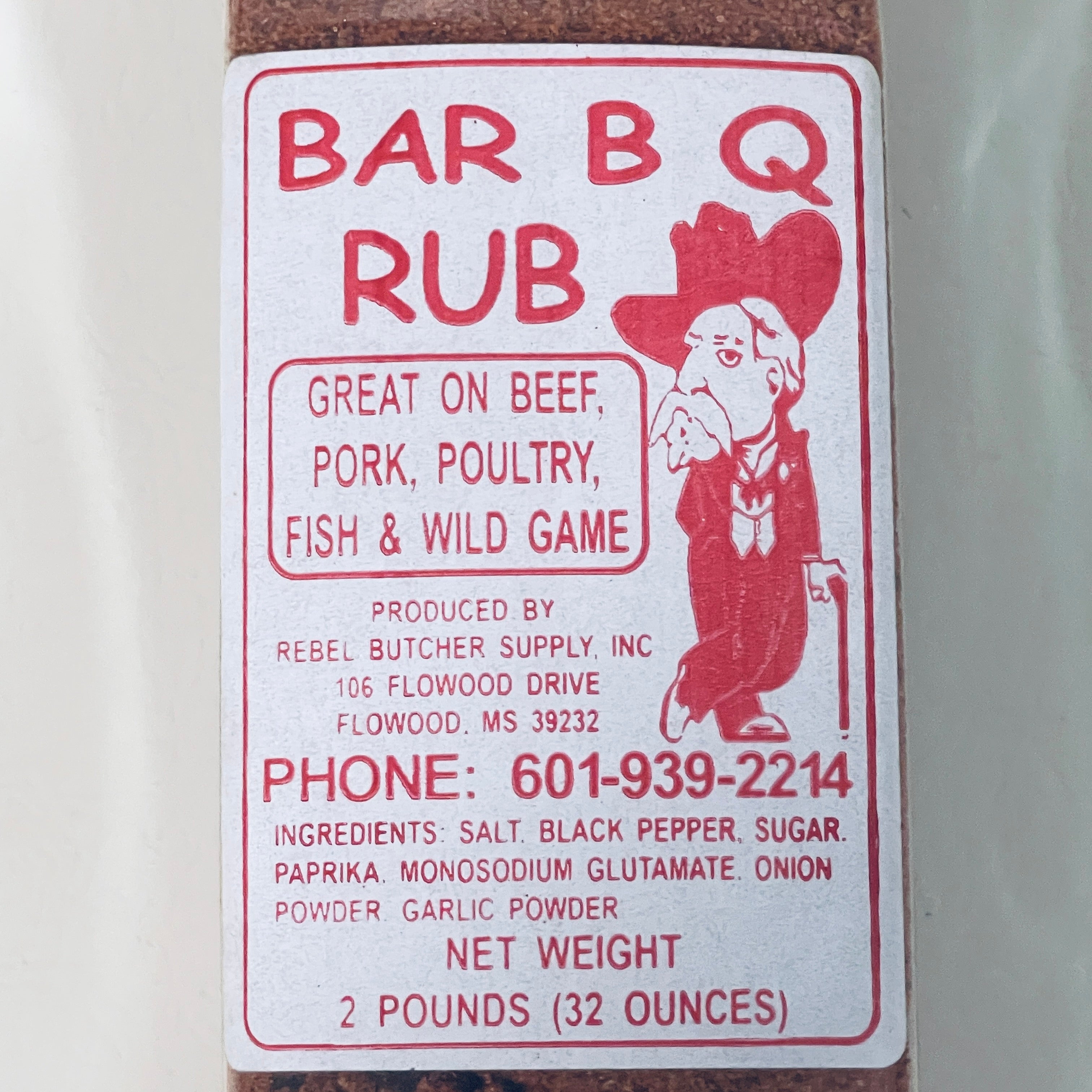 Rebel Butcher Supply BAR B Q RUB, 2 lb (32 oz)