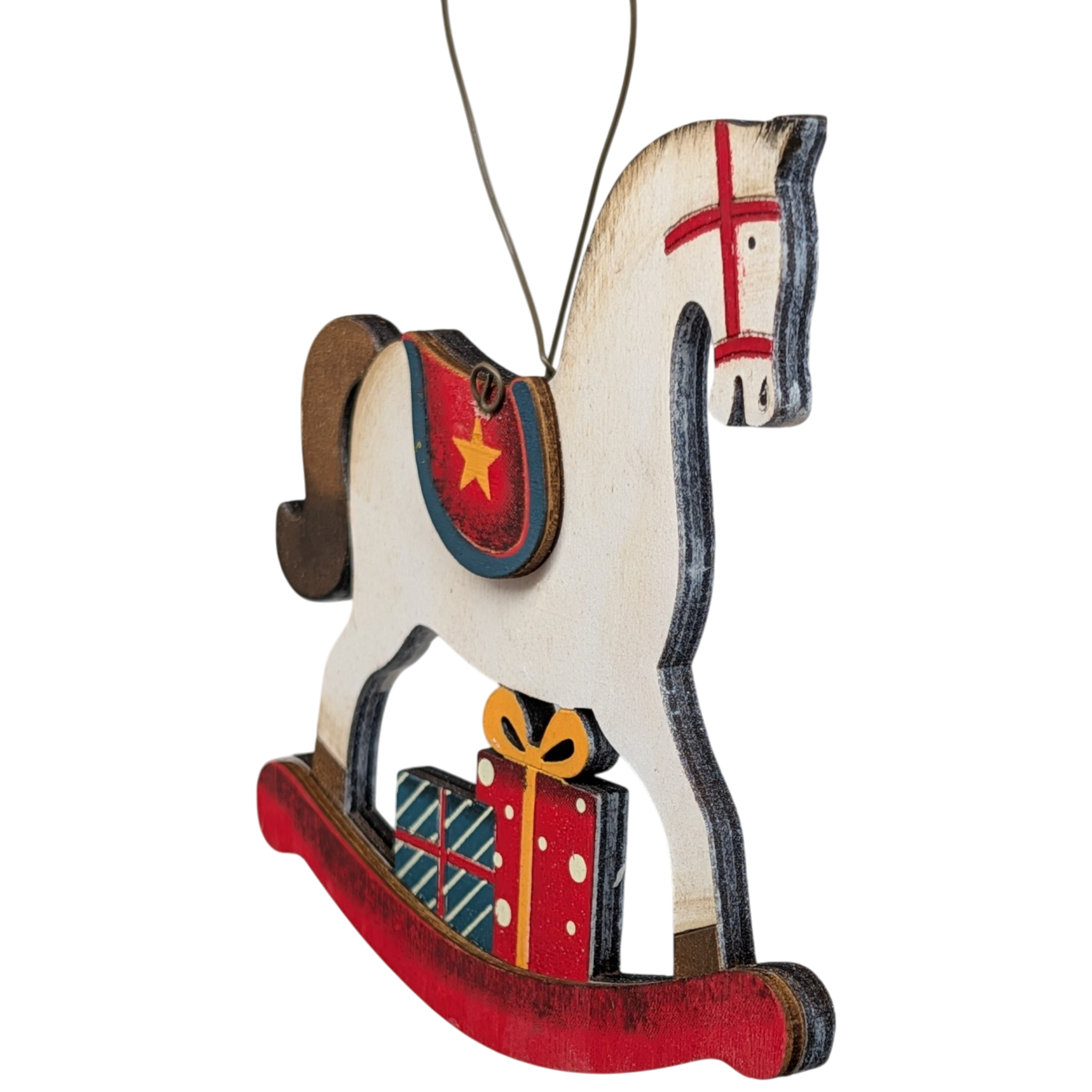 Prancer's Rocking Horse Dreams: Hand-Painted Plywood Ornament
