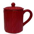 Red Knit-Look Mug With Lid
