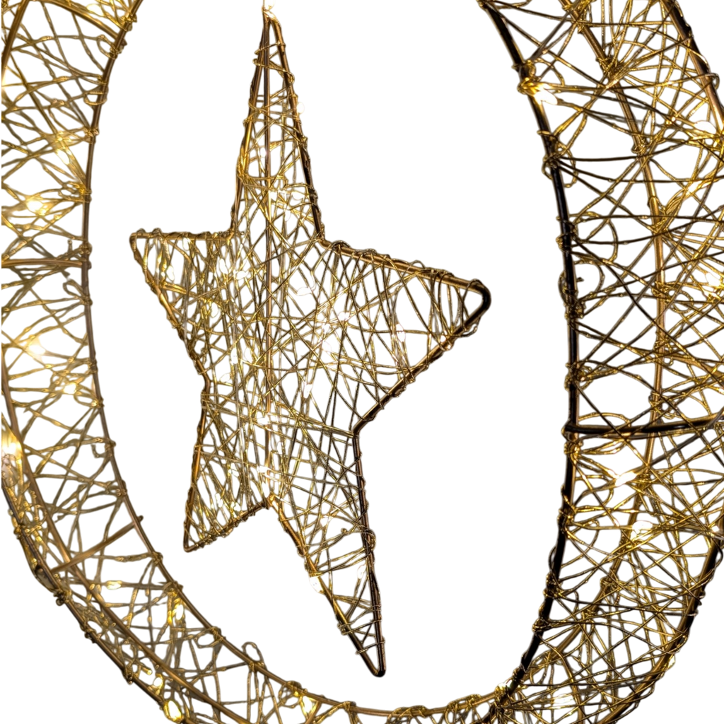 Celestial Radiance: A Golden Star Ornament Aglow - 20 inch
