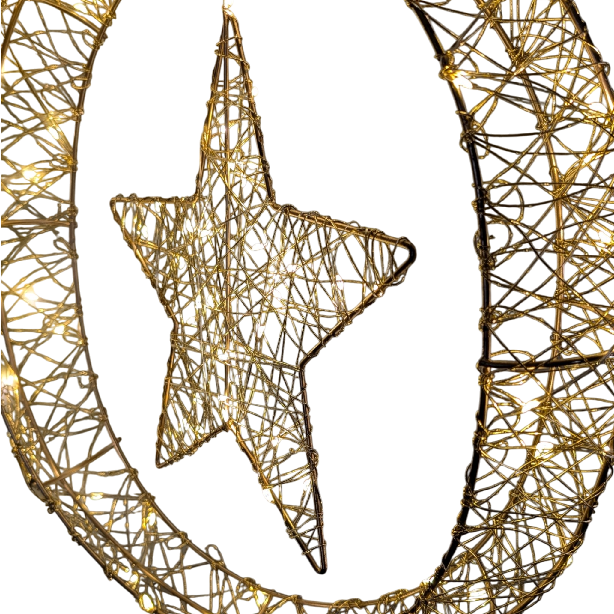 Celestial Radiance: A Golden Star Ornament Aglow - 20 inch