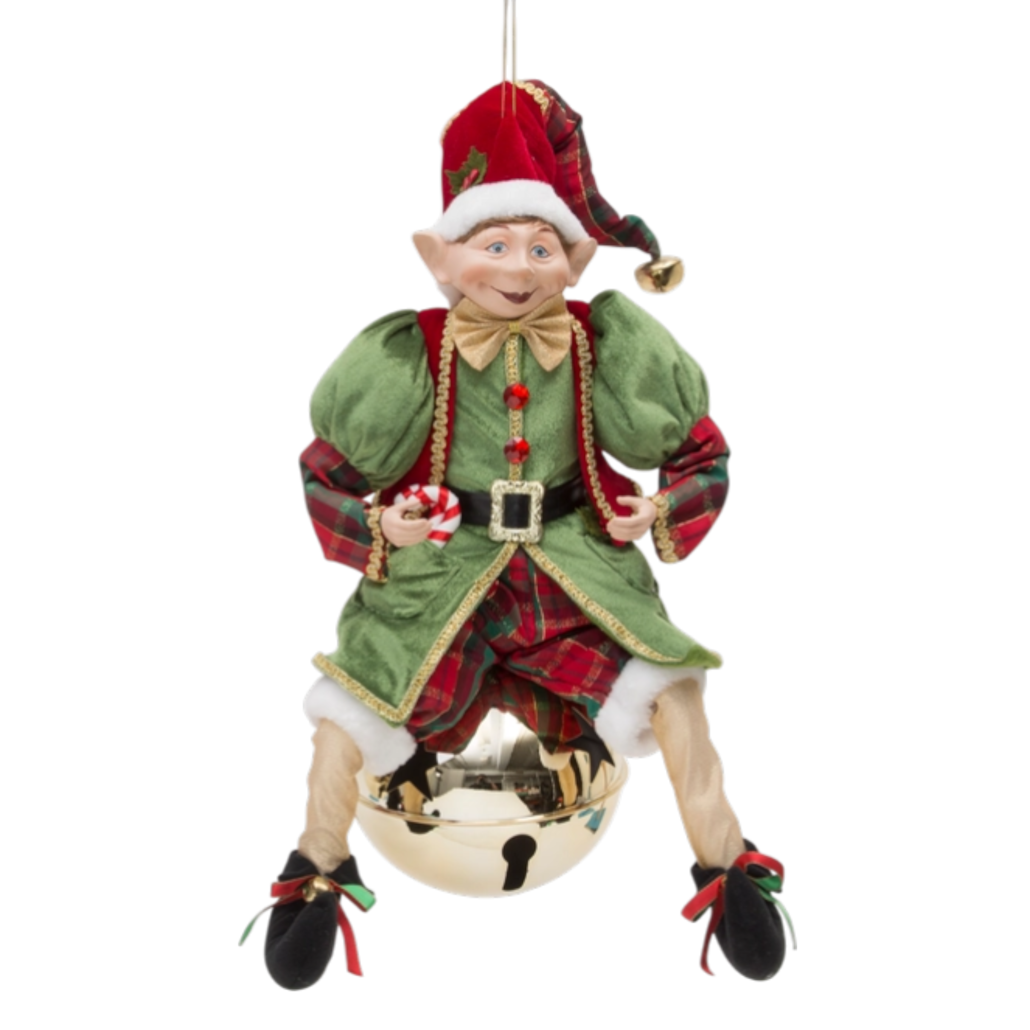 Huge Hanging Elf on a Bell - Green Coat