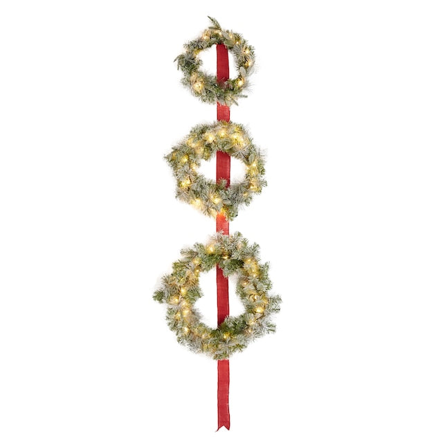 3 Piece Flocked LED Green Fir Wreath set - 18"-24"-30"