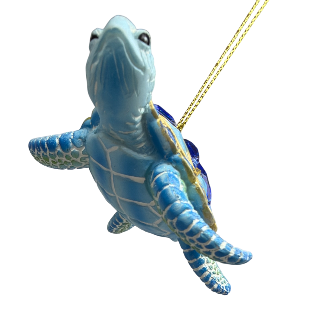 Sea Turtle with Dark Blue Gems Ornament