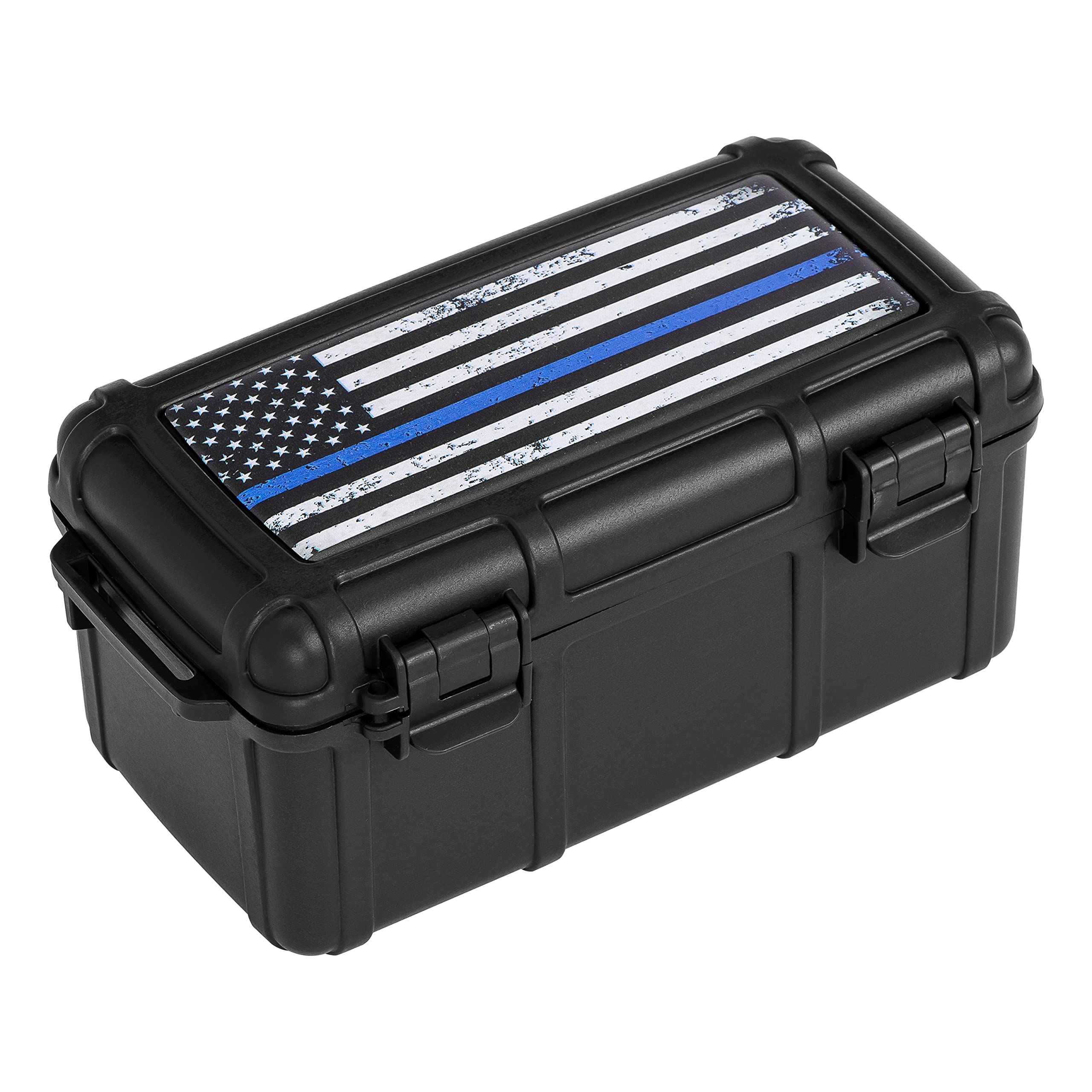 Cigar Caddy Waterproof Travel Cigar Humidor for 15 Cigars First Responders Series Blue Line