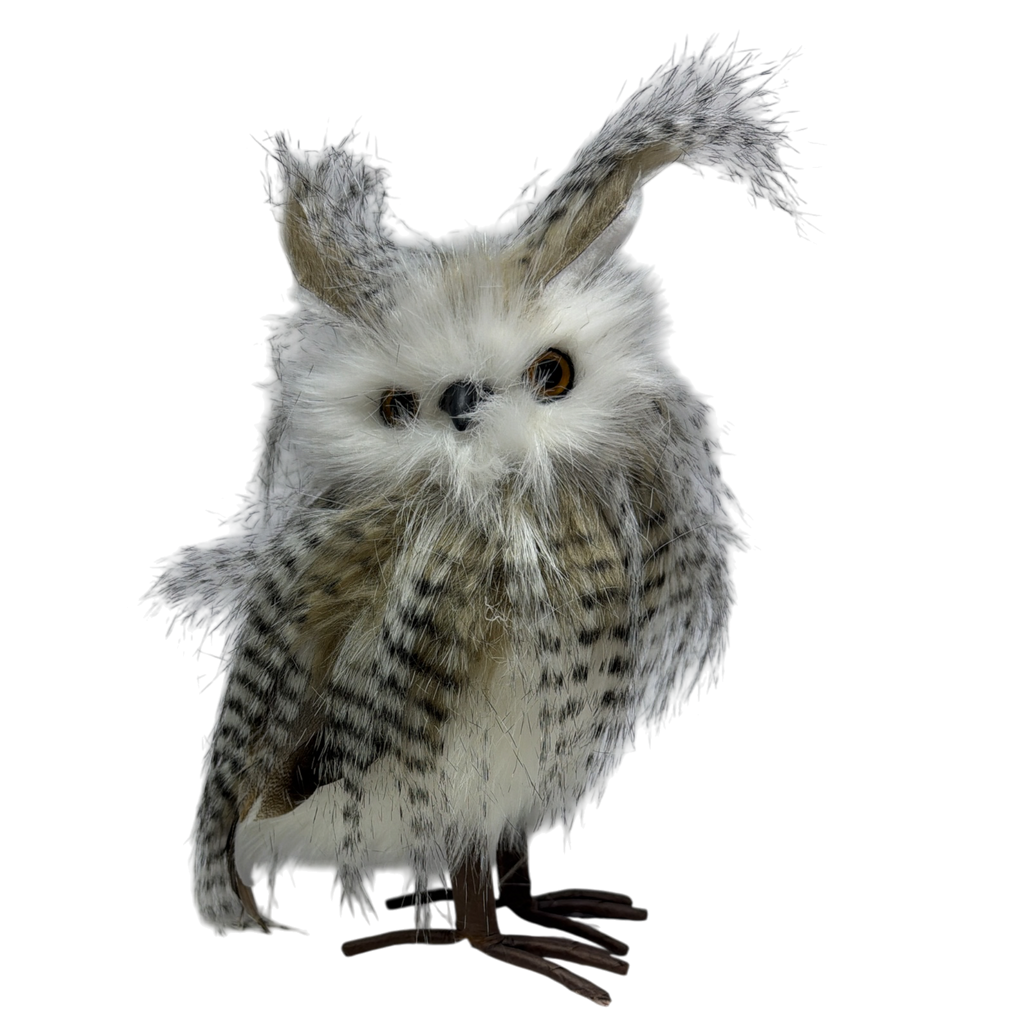 Faux Fur Owl Figurine Feathers Up