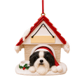Ceramic Doghouse Ornament - Shih-Tzu Black