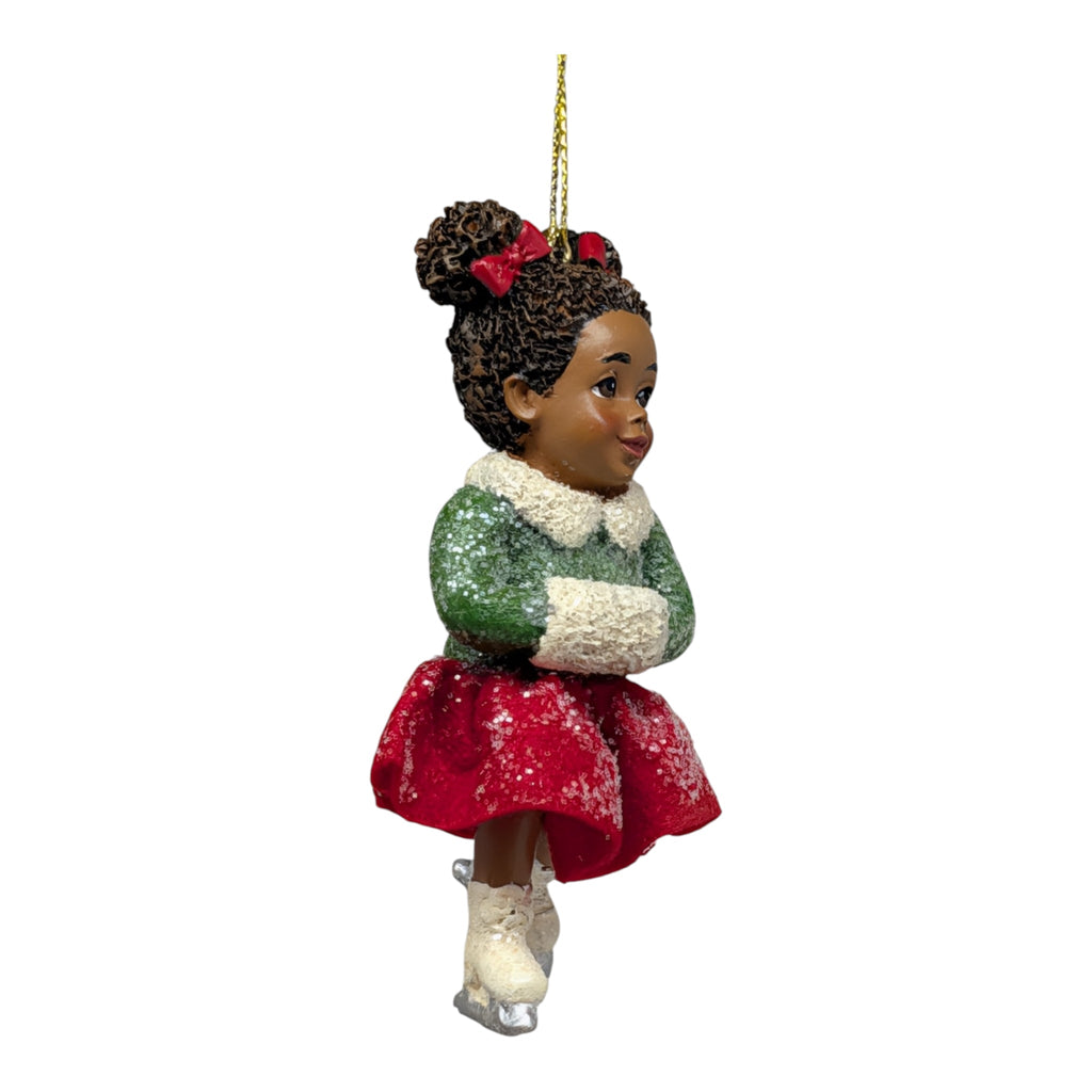 African American Skating Girl in Red Skirt - Strolling Pose