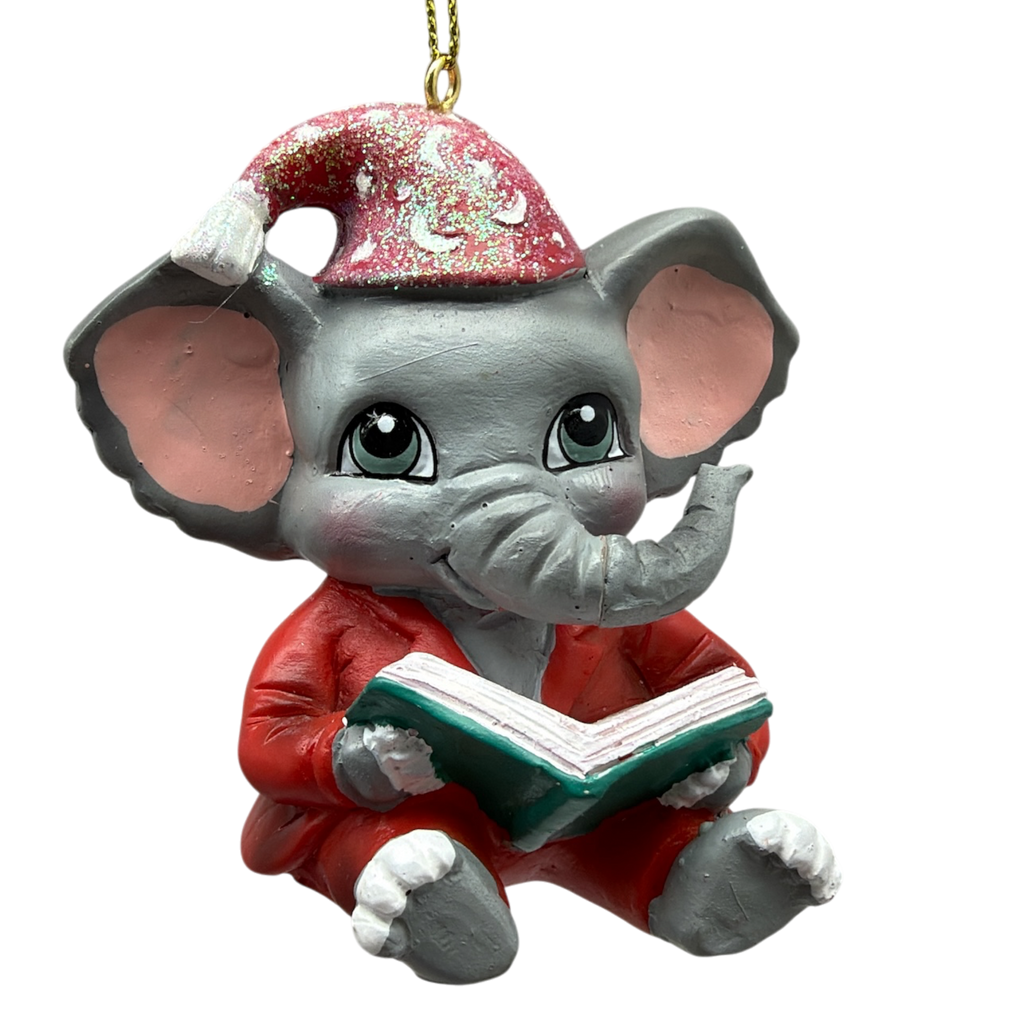 Festive Jungle Elephant Pajama Ornament