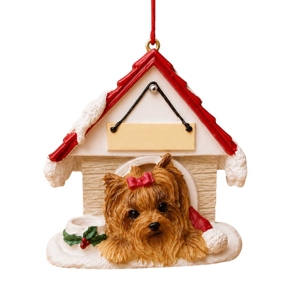 Ceramic Doghouse Ornament - Yorkie