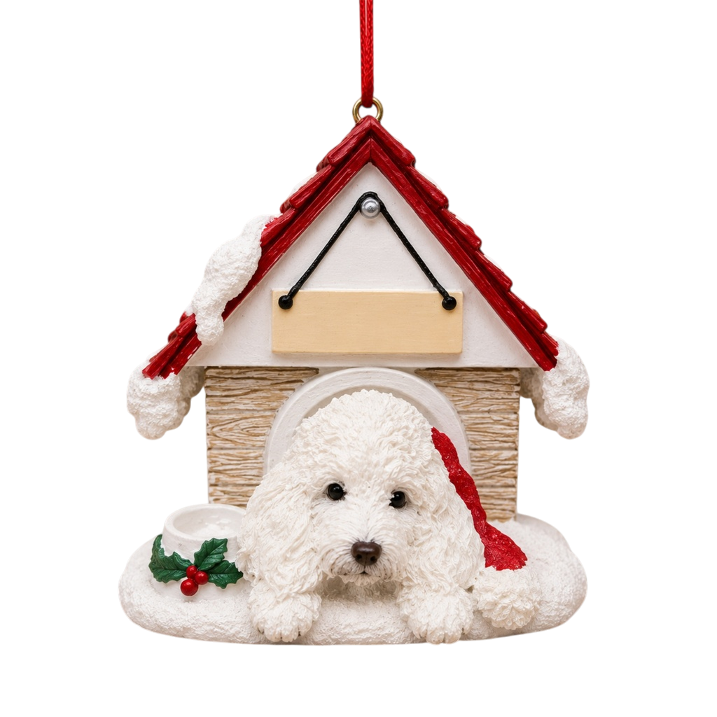 Ceramic Doghouse Ornament - Maltipoo