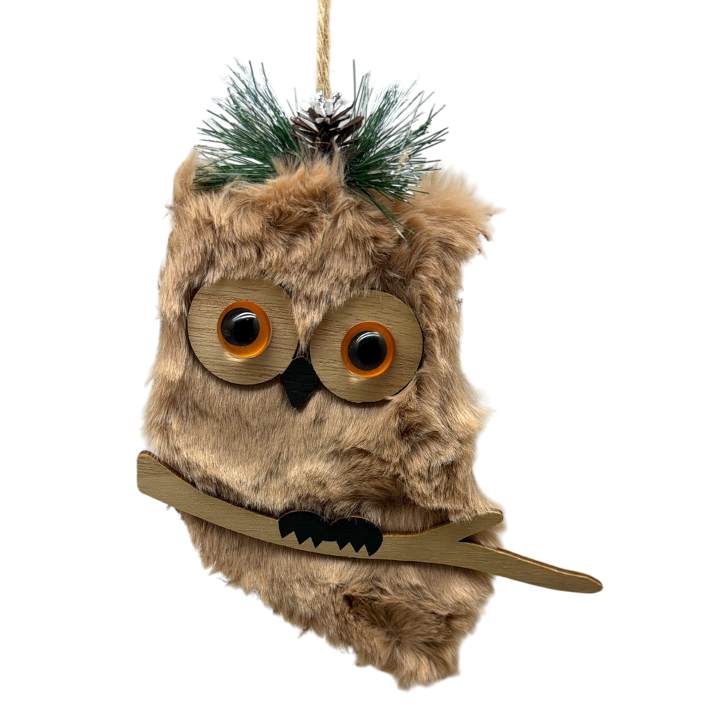 Brown Holiday Owl Ornament