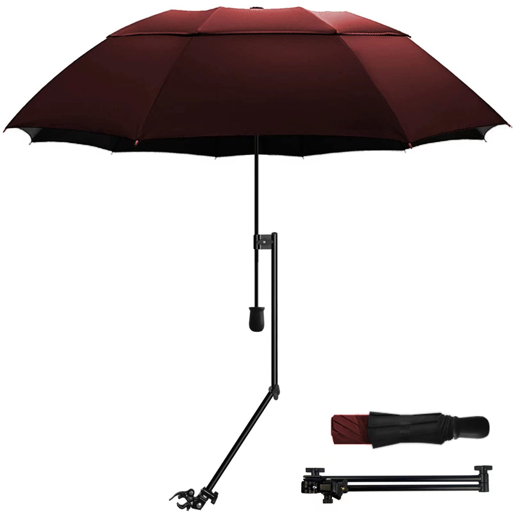 HOBVO UPF 50+ Golf Umbrella with Adjustable Universal ClampPortable Umbrellas for RainBeach Umbrella with clamp for Beach ChairGolf Cart StrollerFishingPatioManual Open & Close