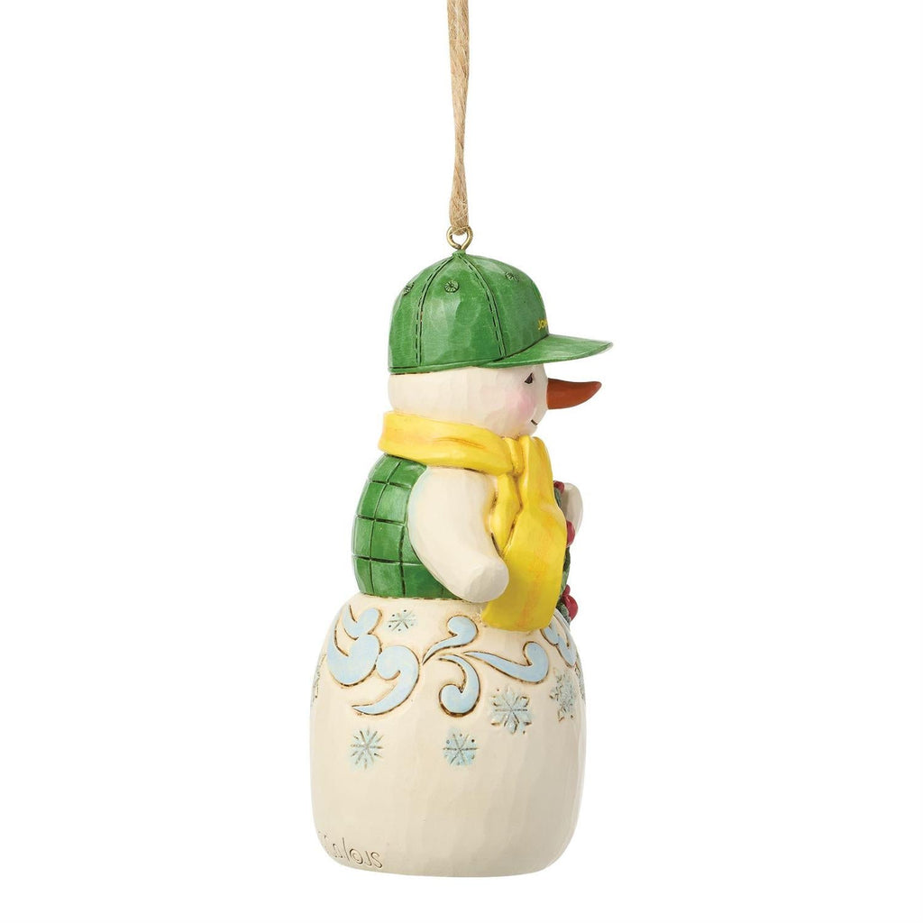 Snowman in John Deere Hat Ornament