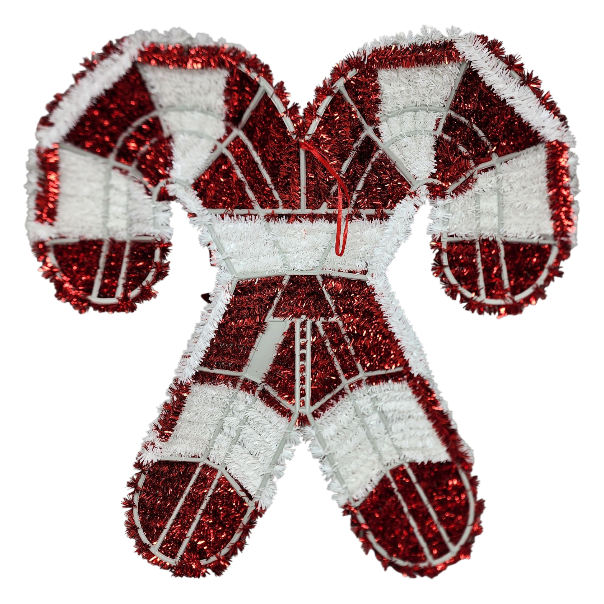 Crossed Candy Canes Tinsel Wall Decor - 19" Tall