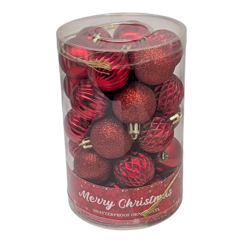 Ball Watch Shatterproof 40mm Ornaments - Set of 34 - Classic Red