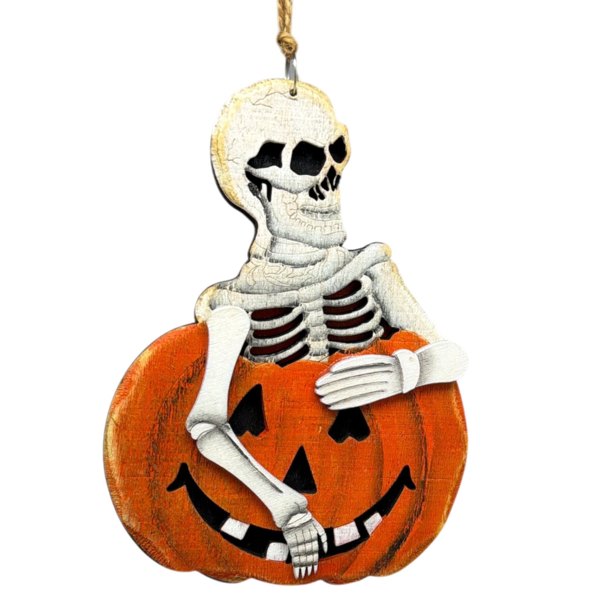 Bones and Jack-O'-Lantern Wooden Ornament