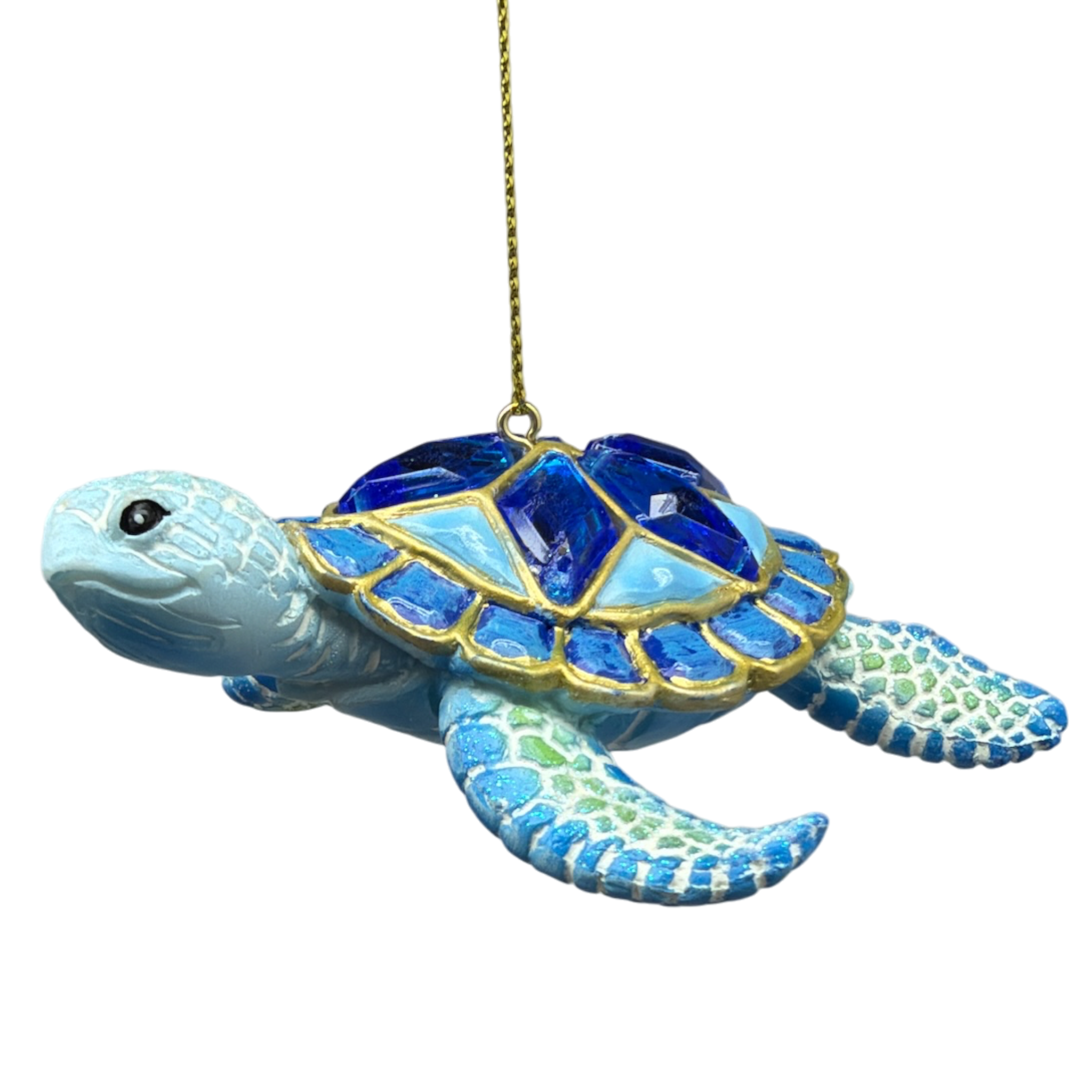 Sea Turtle with Dark Blue Gems Ornament