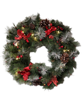 Lighted Poinsettia Wreath - 30 Inch