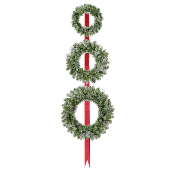 3 Piece Flocked LED Green Fir Wreath set - 18"-24"-30"