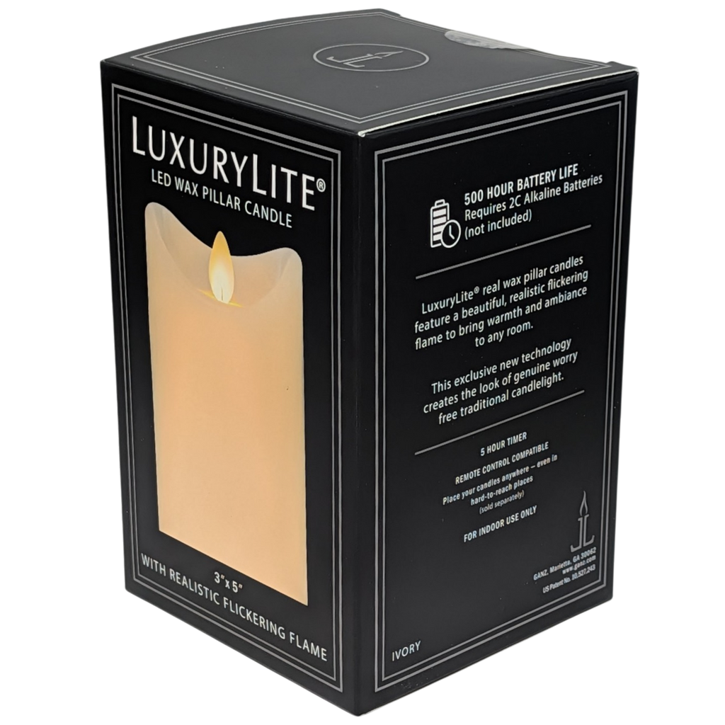 Wax LED Pillar Candle with Moving Flame - 3x5 - Ivory
