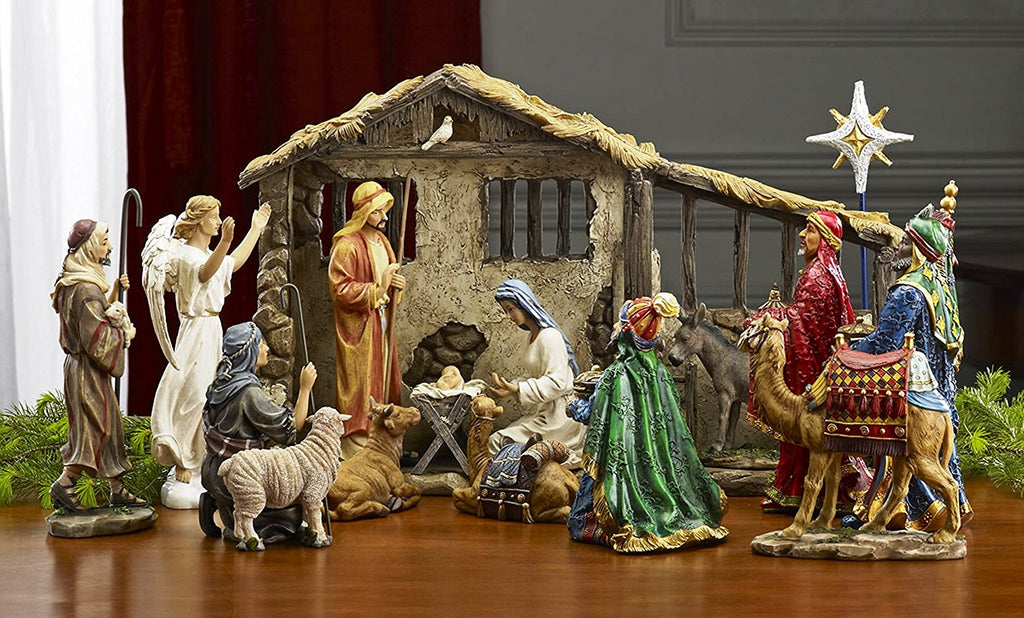 19 Piece - 7 Inch Real Life Nativity Set - Includes Chest Of Gold, Frankincense & Myrrh