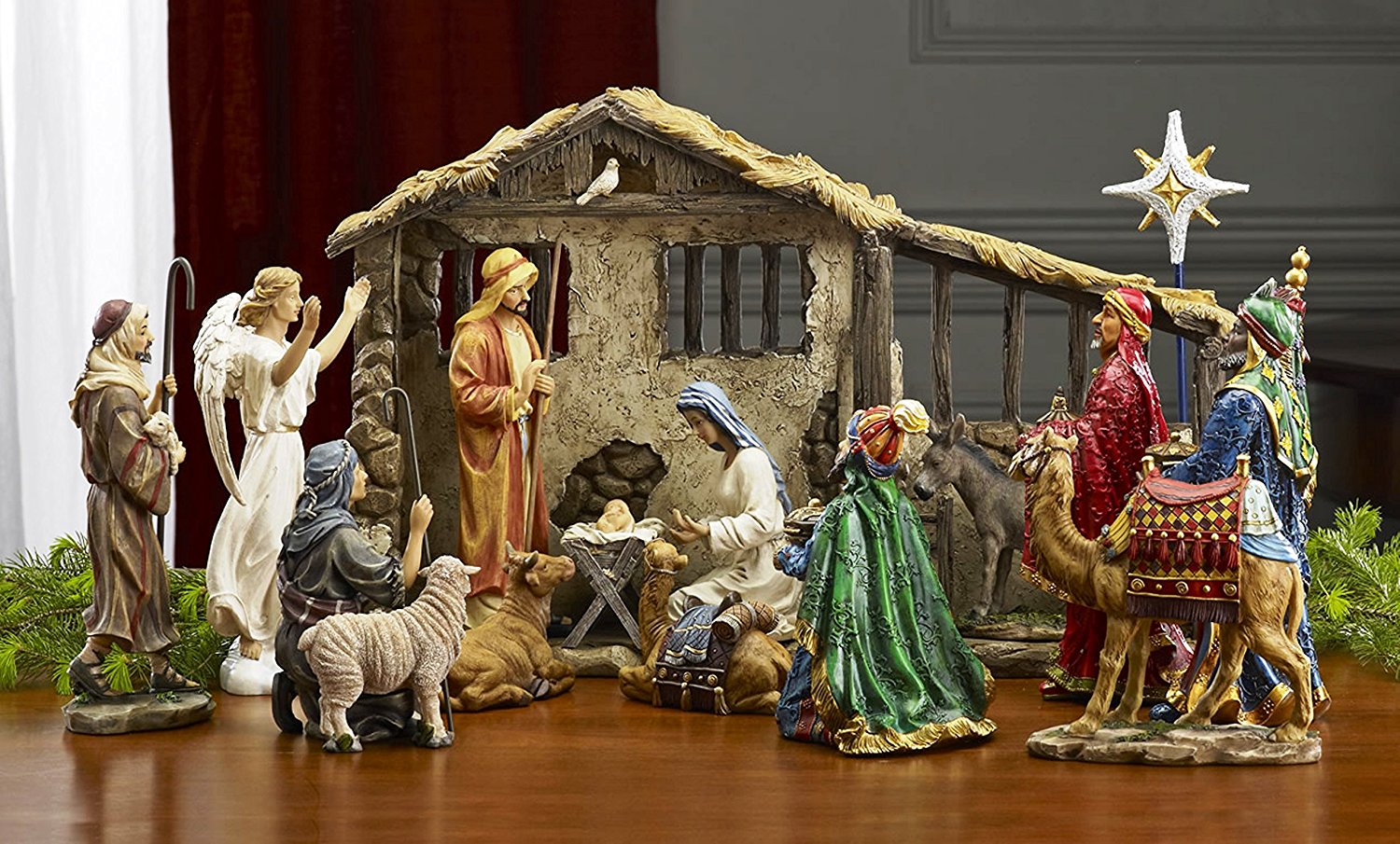 19 Piece - 7 Inch Real Life Nativity Set - Includes Chest Of Gold, Frankincense & Myrrh