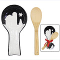 Ceramic Country Christmas Spoon Rest with Wooden Spoon
